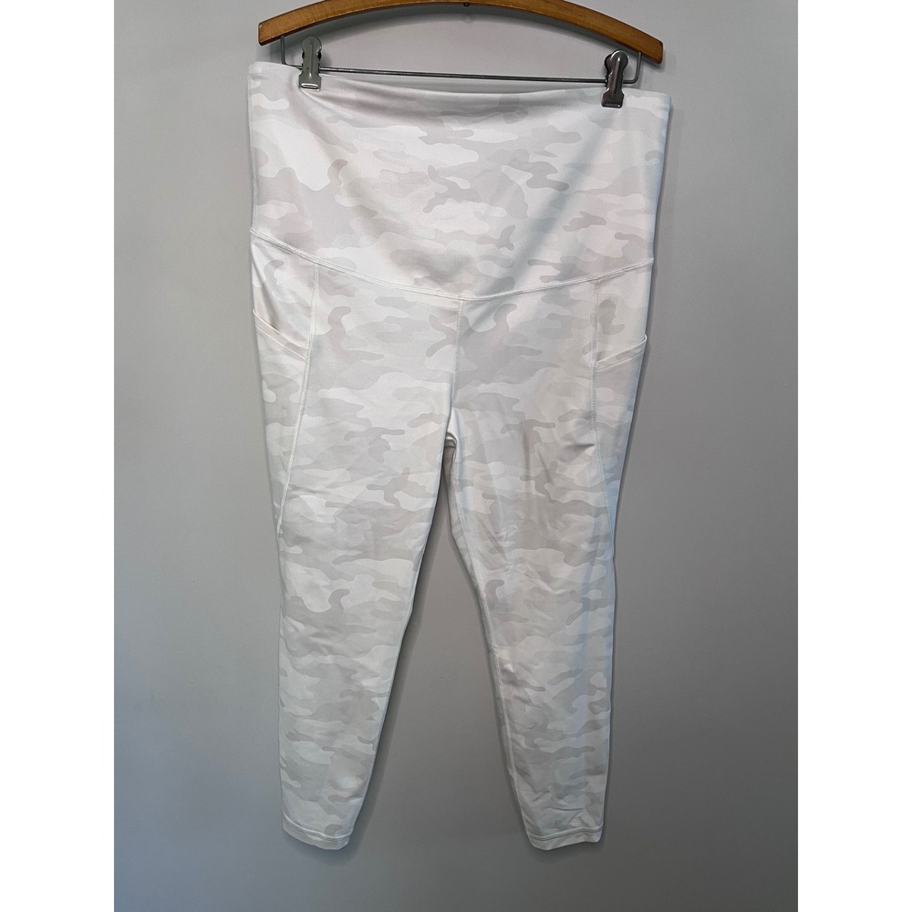 GapFit Maternity Blackout Technology Camo Leggings White Grey Large L Regular